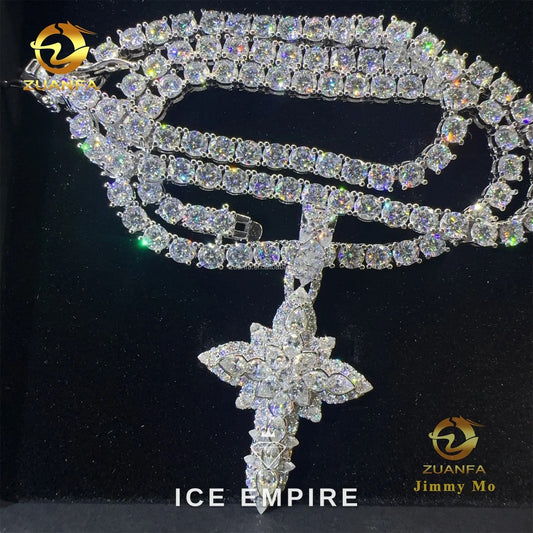 Iced Out Cross Gold Plated Moissanite Pendant