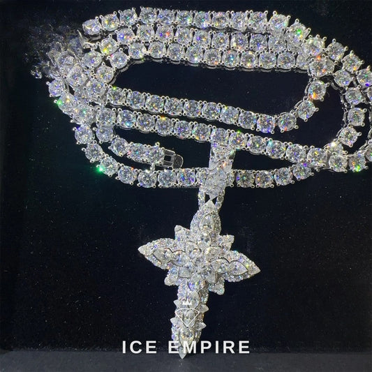 Iced Out Cross Gold Plated Moissanite Pendant