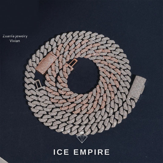 Iced Out Rose Gold Plated Moissanite Cuban Chain