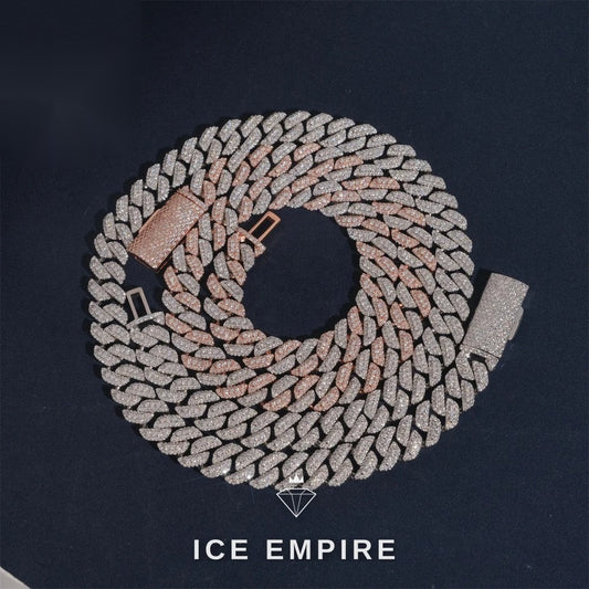 Iced Out Rose Gold Plated Moissanite Cuban Chain