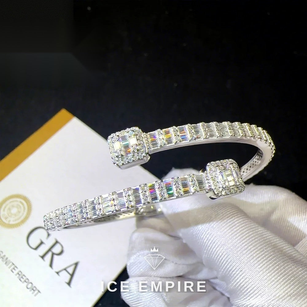 Iced Out Baguette Rose Gold Plated Moissanite Bracelet