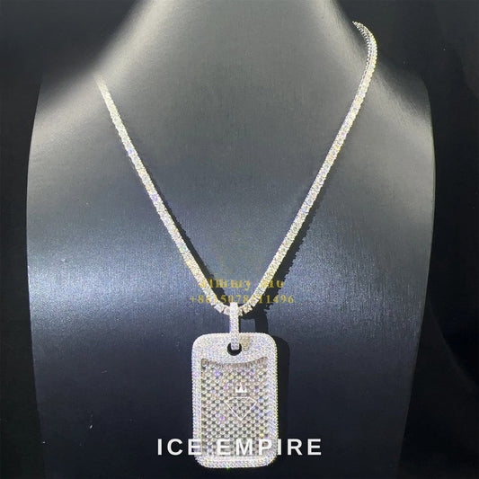 Iced Out Baguette 925 Silver Pendant