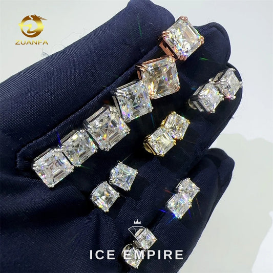 Iced Out Gold Plated Moissanite Stud Earrings