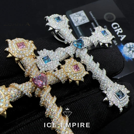 Iced Out Cross 925 Silver Moissanite Pendant