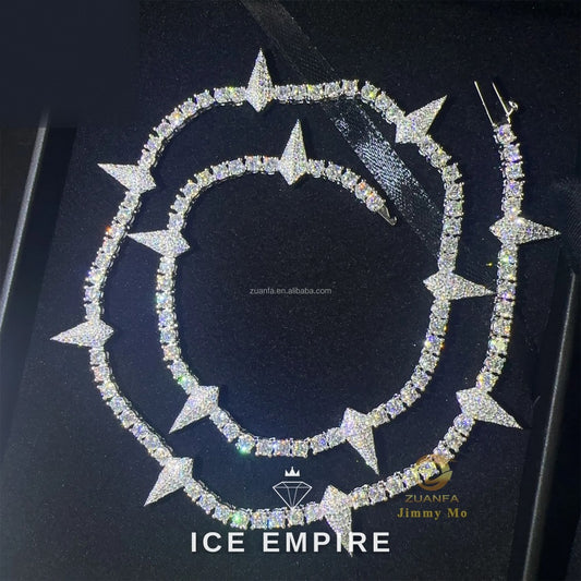 Iced Out Cluster Rose Gold Plated Moissanite Cuban Chain