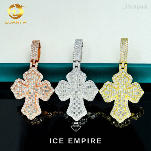 Iced Out Baguette Rose Gold Plated Moissanite Pendant
