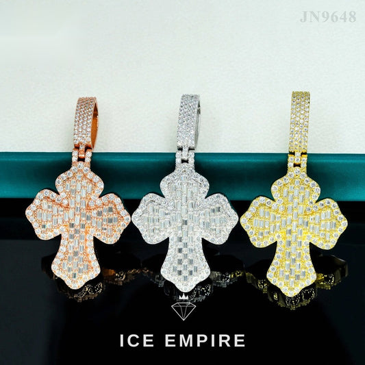 Iced Out Baguette Rose Gold Plated Moissanite Pendant