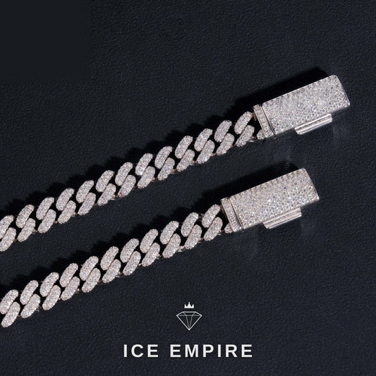 Iced Out 925 Silver Moissanite Cuban Chain