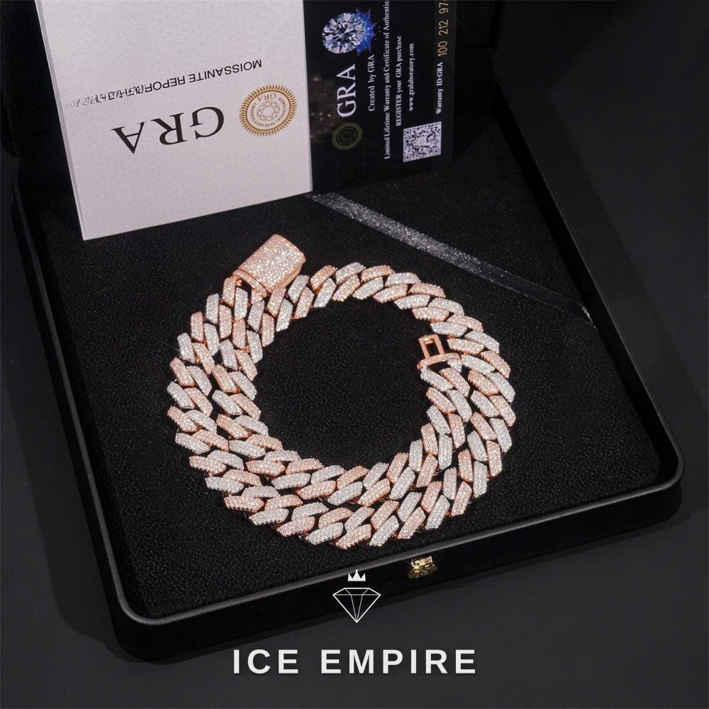 Iced Out Rose Gold Plated Moissanite Cuban Chain
