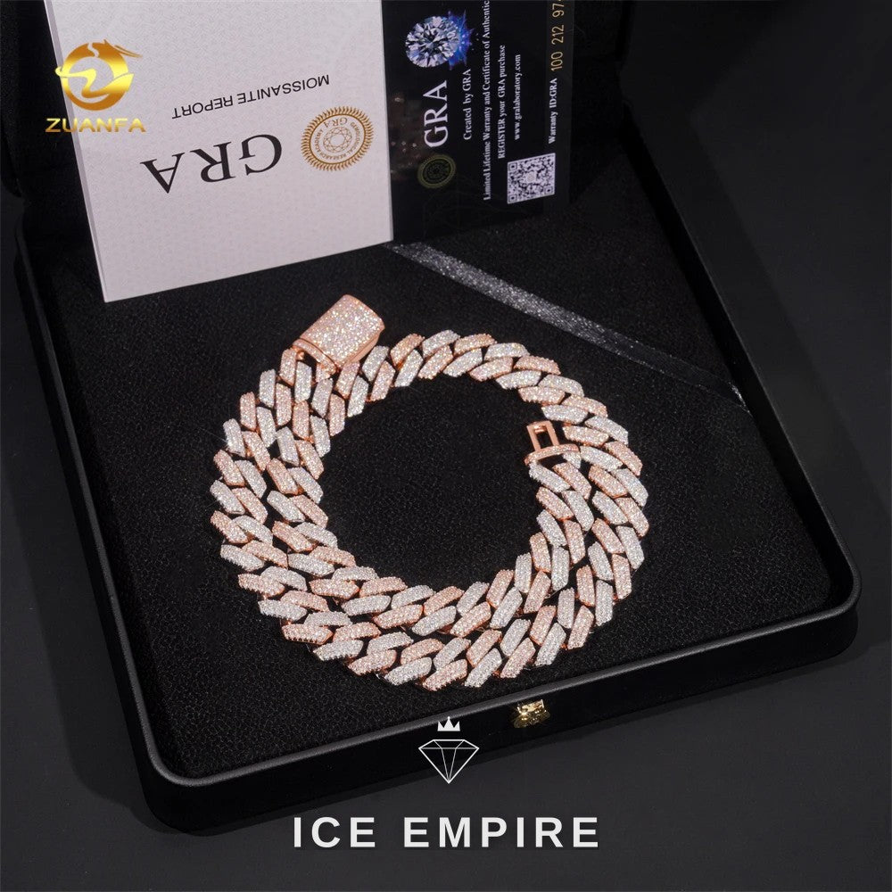 Iced Out Rose Gold Plated Moissanite Cuban Chain