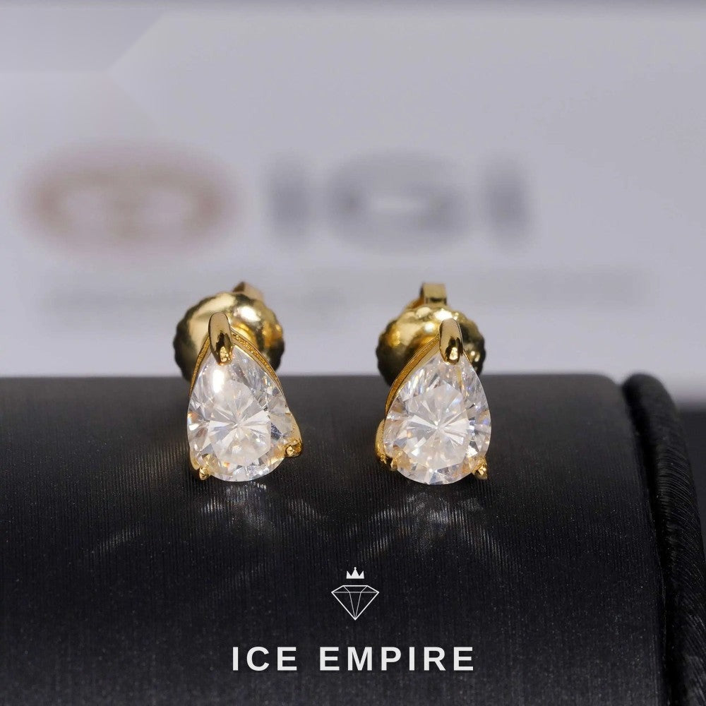 Iced Out 10K Gold Lab Grown Diamond Stud Earrings