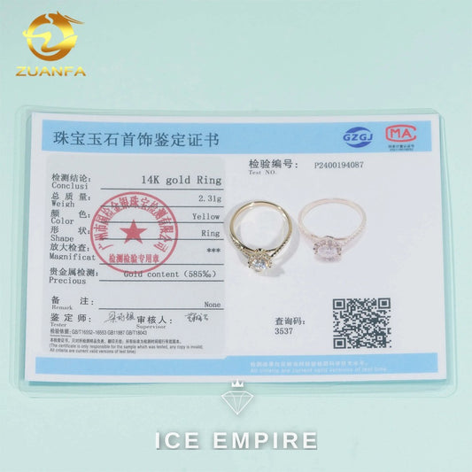 Iced Out Gold Plated Moissanite Engagement Ring