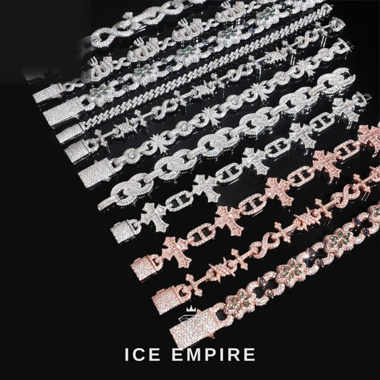 Iced Out Cross Rose Gold Plated Moissanite Bracelet