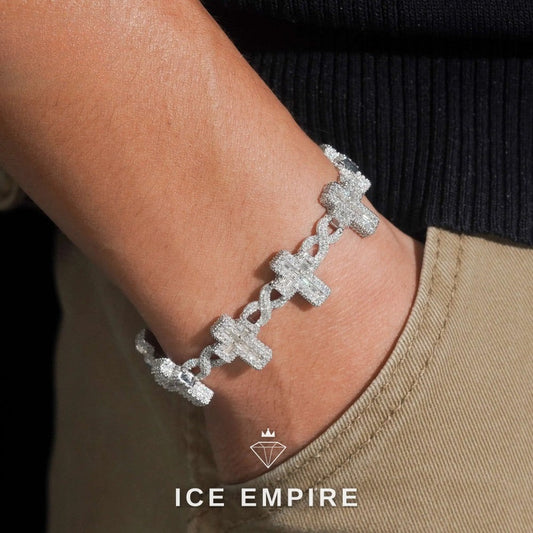 Iced Out Baguette 925 Silver Moissanite Cuban Chain