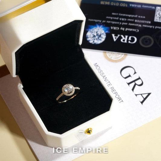 Iced Out 10K Gold Moissanite Engagement Ring