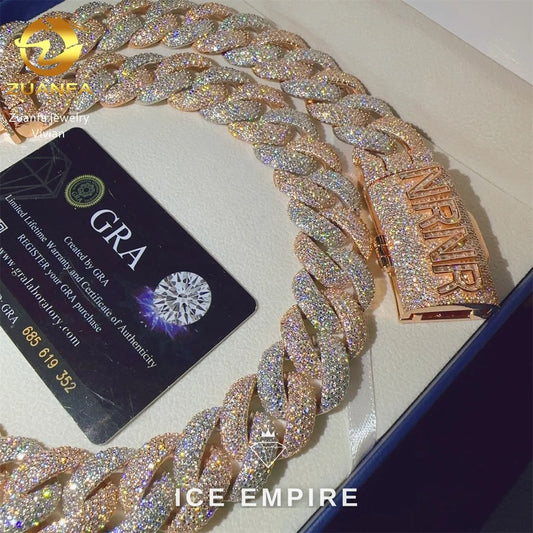 Iced Out Rose Gold Plated Moissanite Cuban Chain