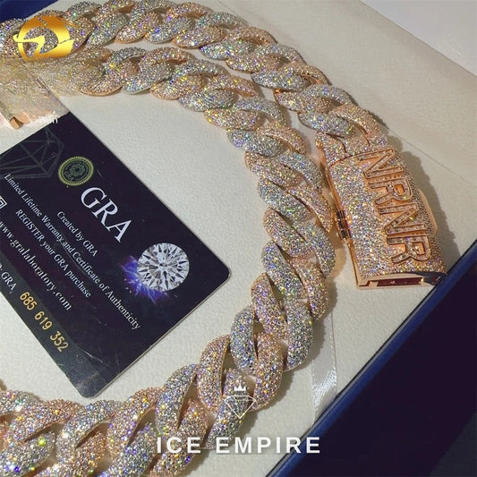 Iced Out Rose Gold Plated Moissanite Cuban Chain