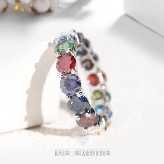 Iced Out 925 Silver Moissanite Wedding Band
