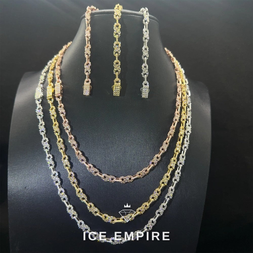Iced Out Rose Gold Moissanite Cuban Chain