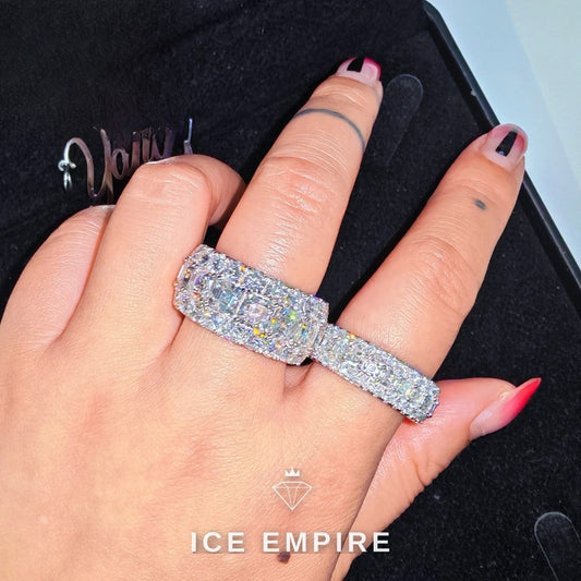 Iced Out Rose Gold Plated Moissanite Engagement Ring