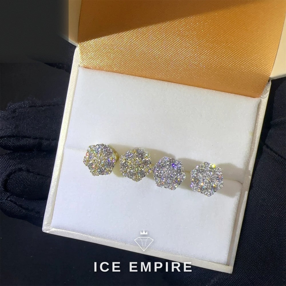 Iced Out Rose Gold Plated Moissanite Stud Earrings