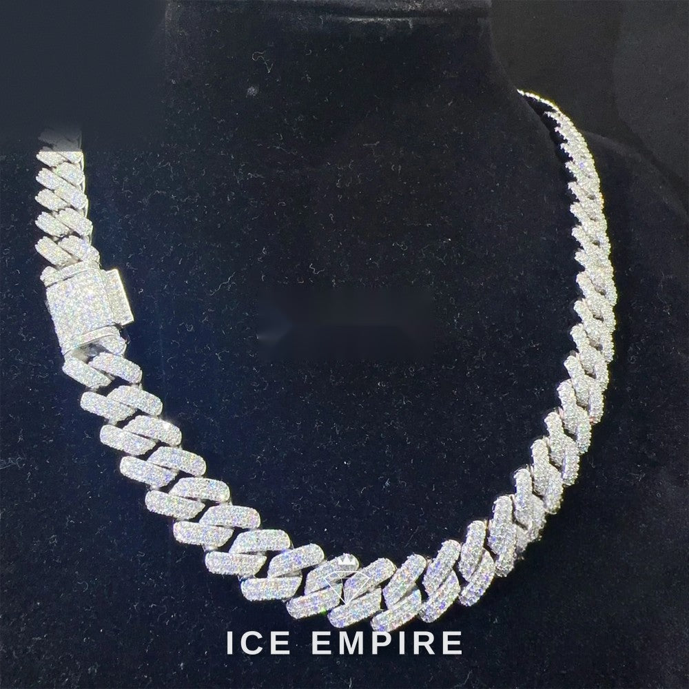 Iced Out Rose Gold Moissanite Cuban Chain