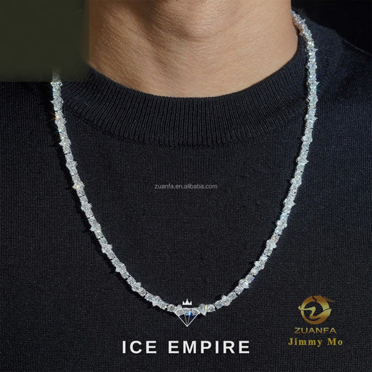 Iced Out 925 Silver Moissanite Cuban Chain