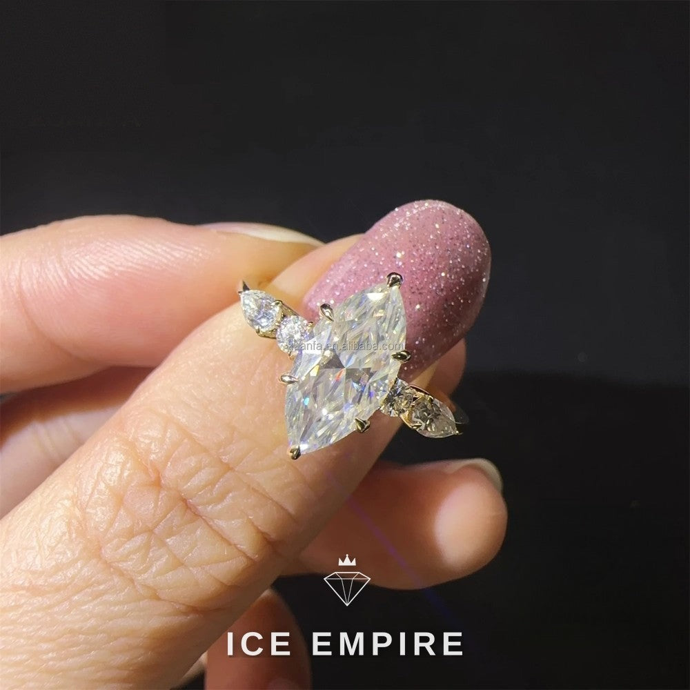 Iced Out 9K Gold Moissanite Engagement Ring