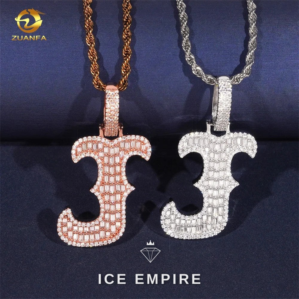 Iced Out Baguette Rose Gold Plated Moissanite Pendant