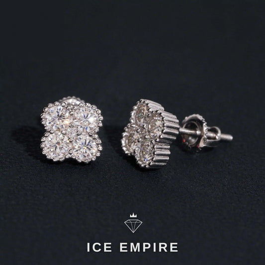 Iced Out 925 Silver Moissanite Stud Earrings