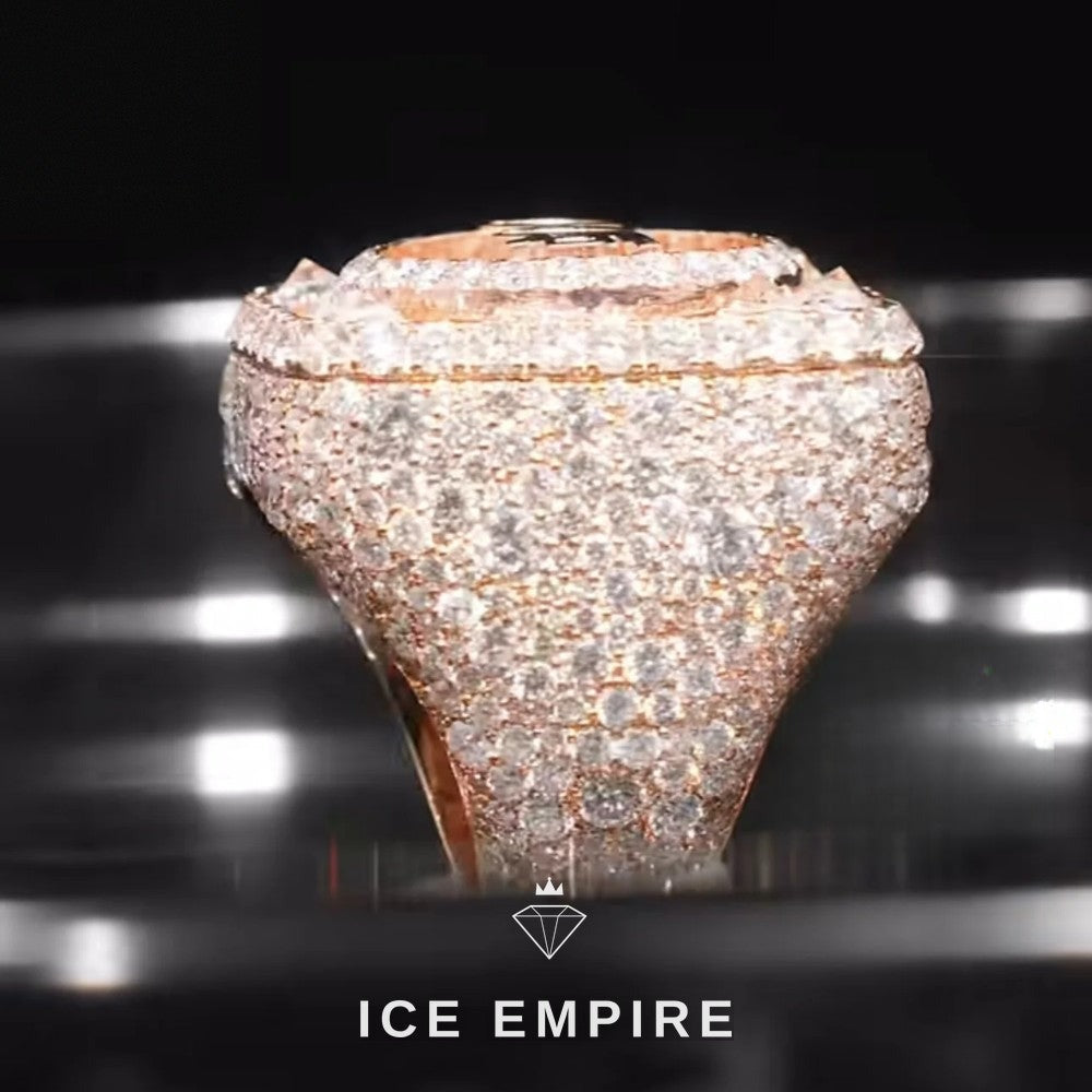 Iced Out Rose Gold Plated Moissanite Ring