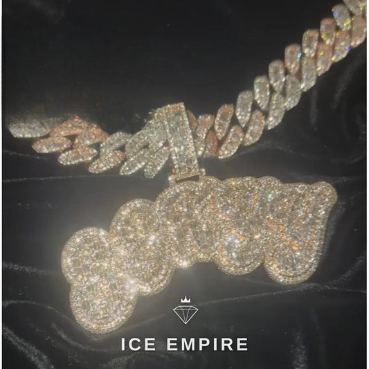 Iced Out Baguette Rose Gold Plated Moissanite Pendant