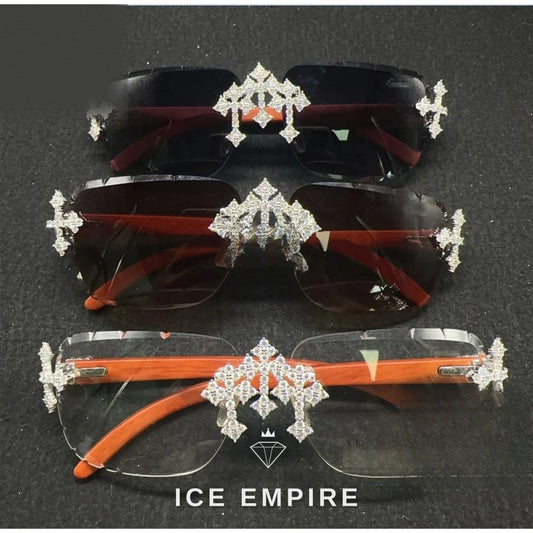 Iced Out Cross 925 Silver Moissanite Glasses