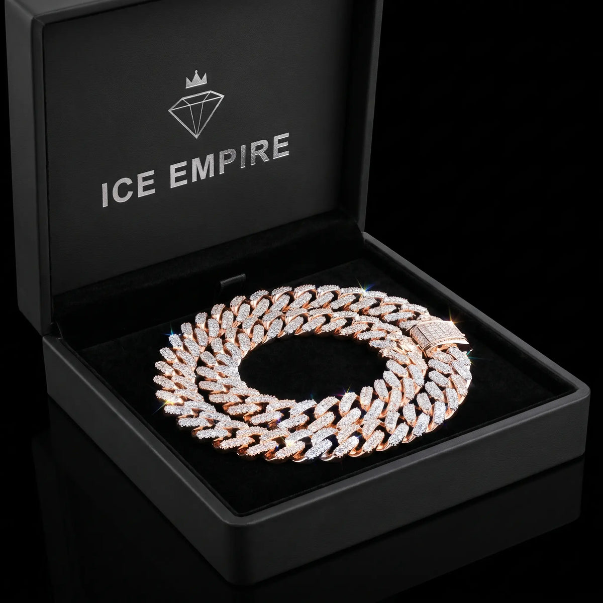 Iced Out Rose Gold Plated Moissanite Cuban Chain