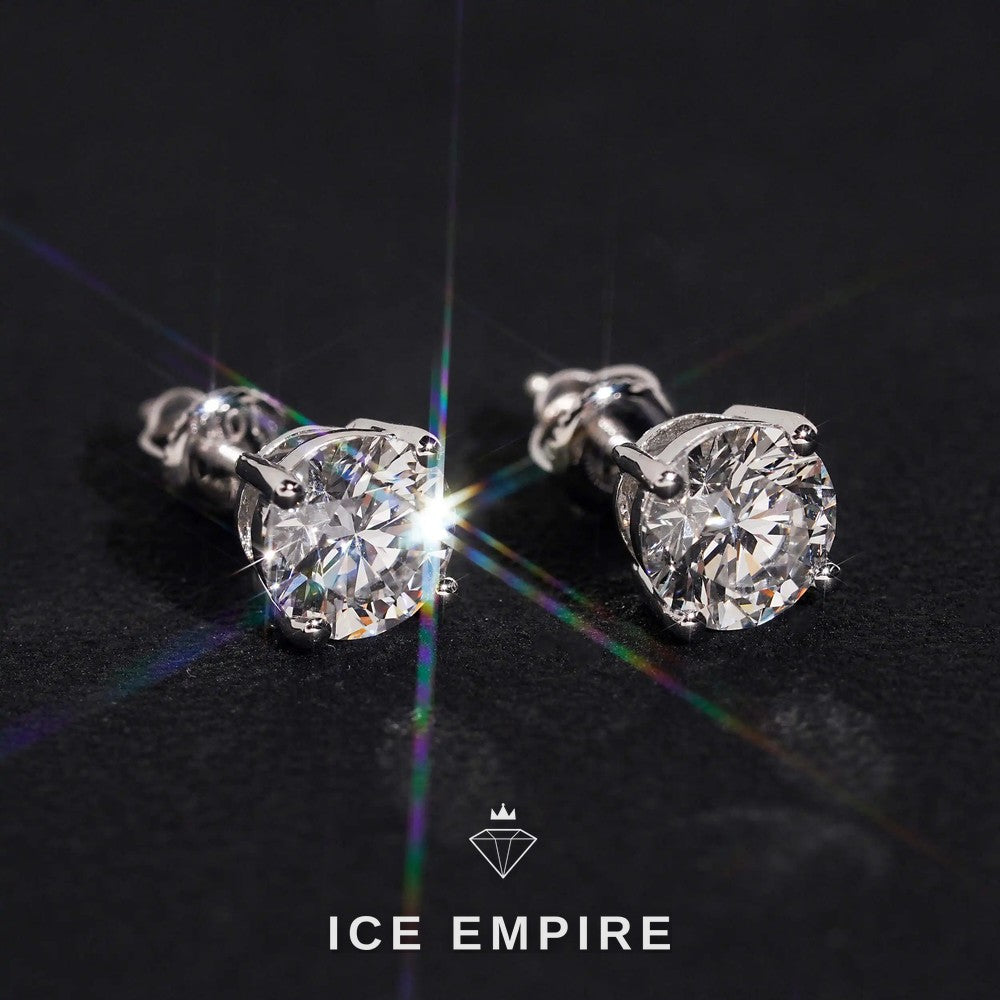 Iced Out 10K Gold Lab Grown Diamond Stud Earrings