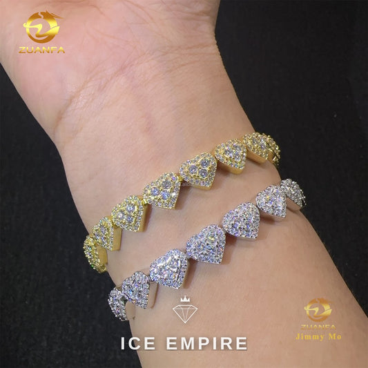 Iced Out Heart Gold Plated Moissanite Bracelet