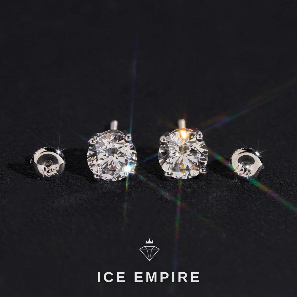 Iced Out 10K Gold Lab Grown Diamond Stud Earrings
