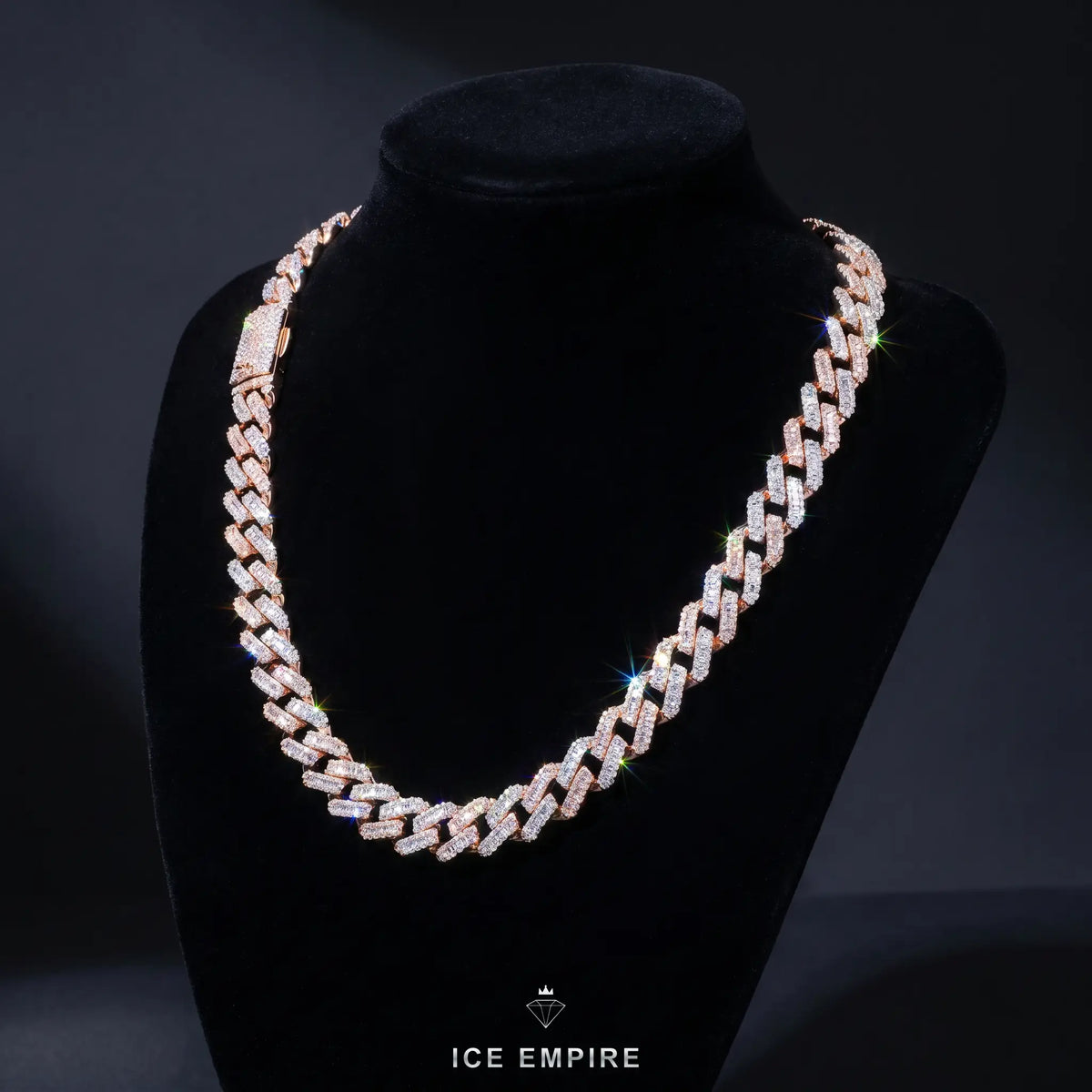 Iced Out Rose Gold Plated Moissanite Cuban Chain