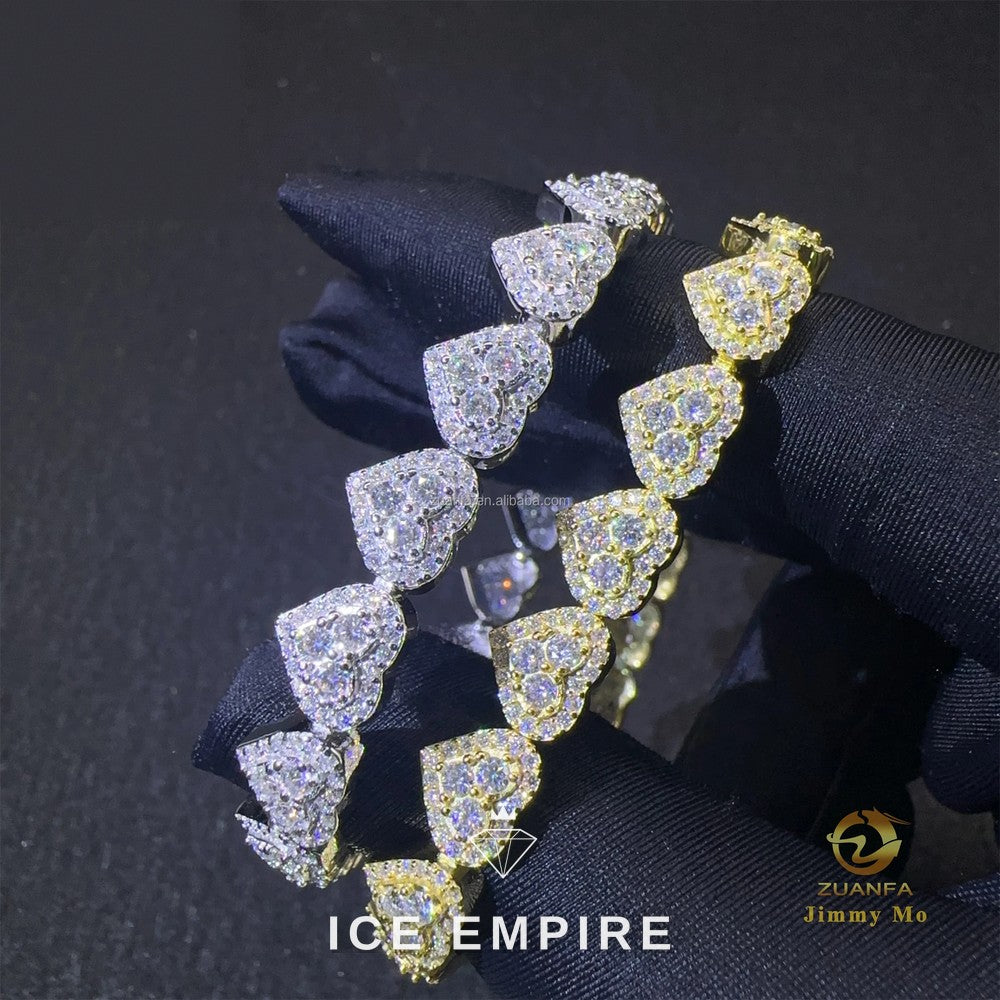 Iced Out Heart Gold Plated Moissanite Bracelet