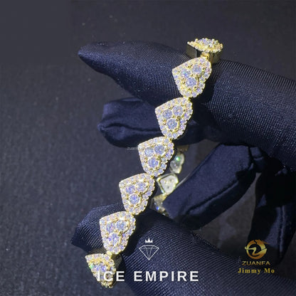Iced Out Heart Gold Plated Moissanite Bracelet