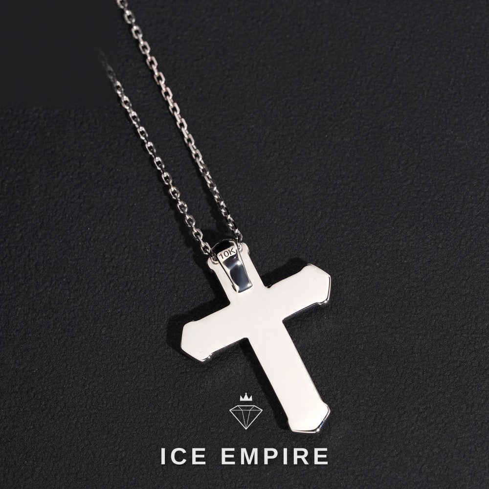 Iced Out Cross 10K Gold Lab Grown Diamond Chain
