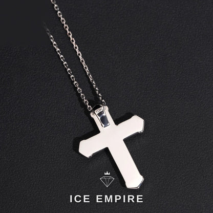 Iced Out Cross 10K Gold Lab Grown Diamond Chain