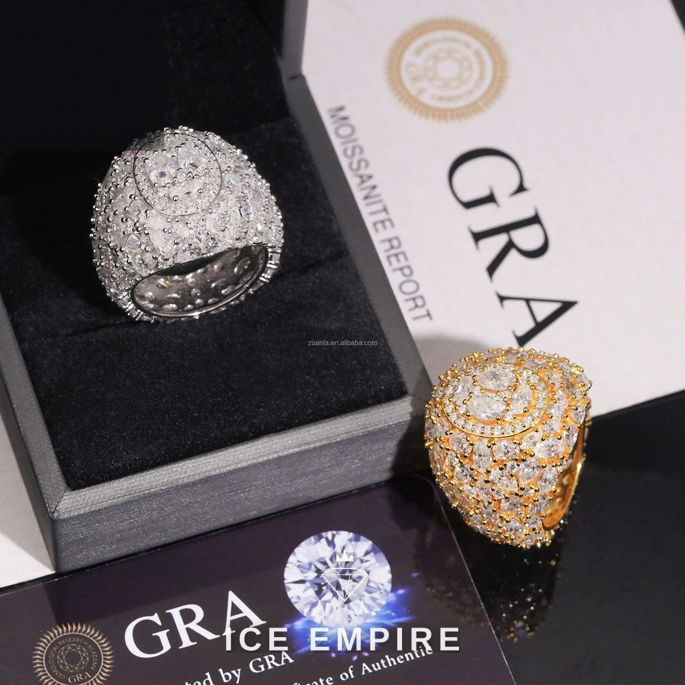 Iced Out 925 Silver Moissanite Ring