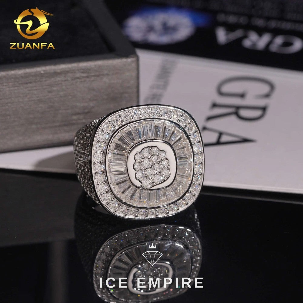 Iced Out Baguette 925 Silver Moissanite Ring