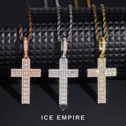 Iced Out Baguette Rose Gold Plated Moissanite Pendant