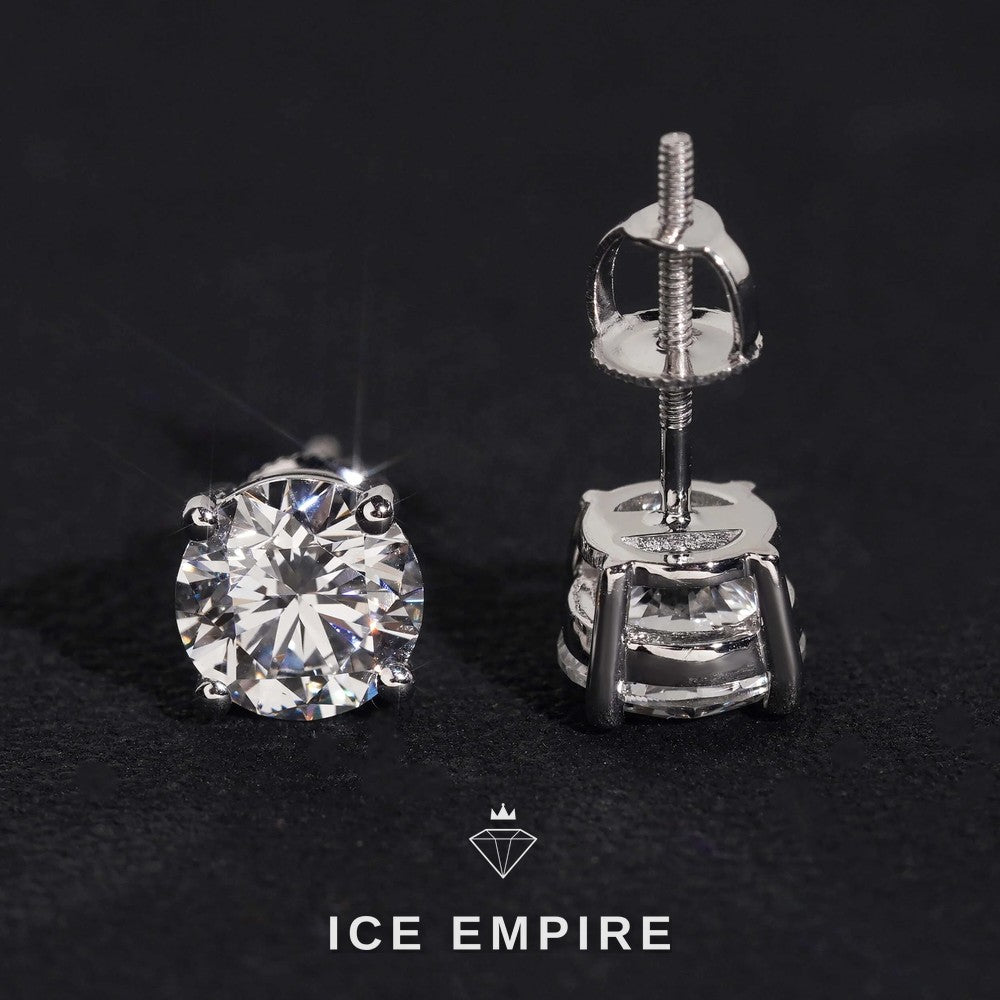 Iced Out 10K Gold Lab Grown Diamond Stud Earrings