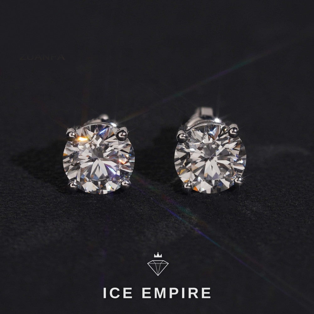Iced Out 10K Gold Lab Grown Diamond Stud Earrings
