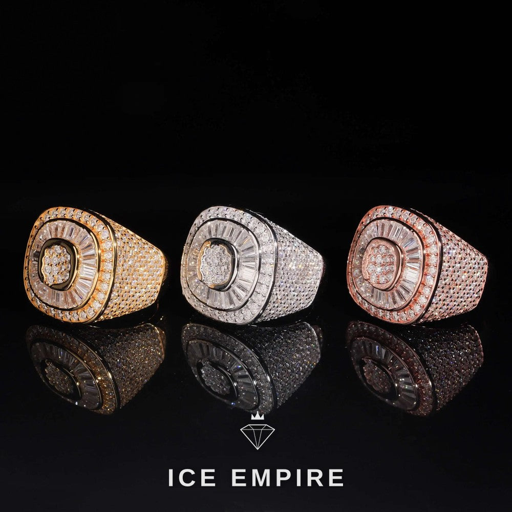 Iced Out Baguette 925 Silver Moissanite Ring