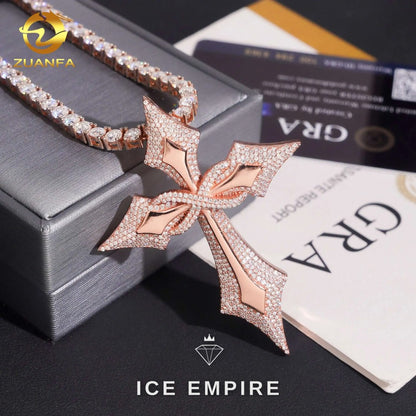 Iced Out Cross 925 Silver Moissanite Pendant