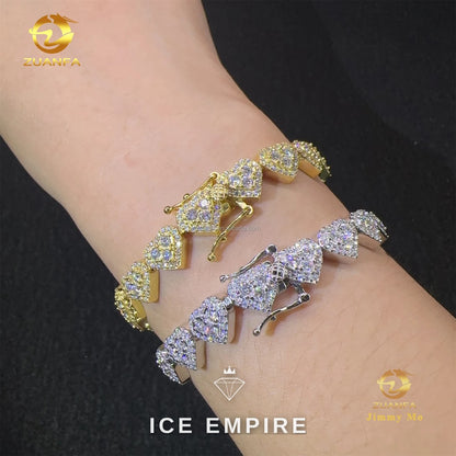Iced Out Heart Gold Plated Moissanite Bracelet